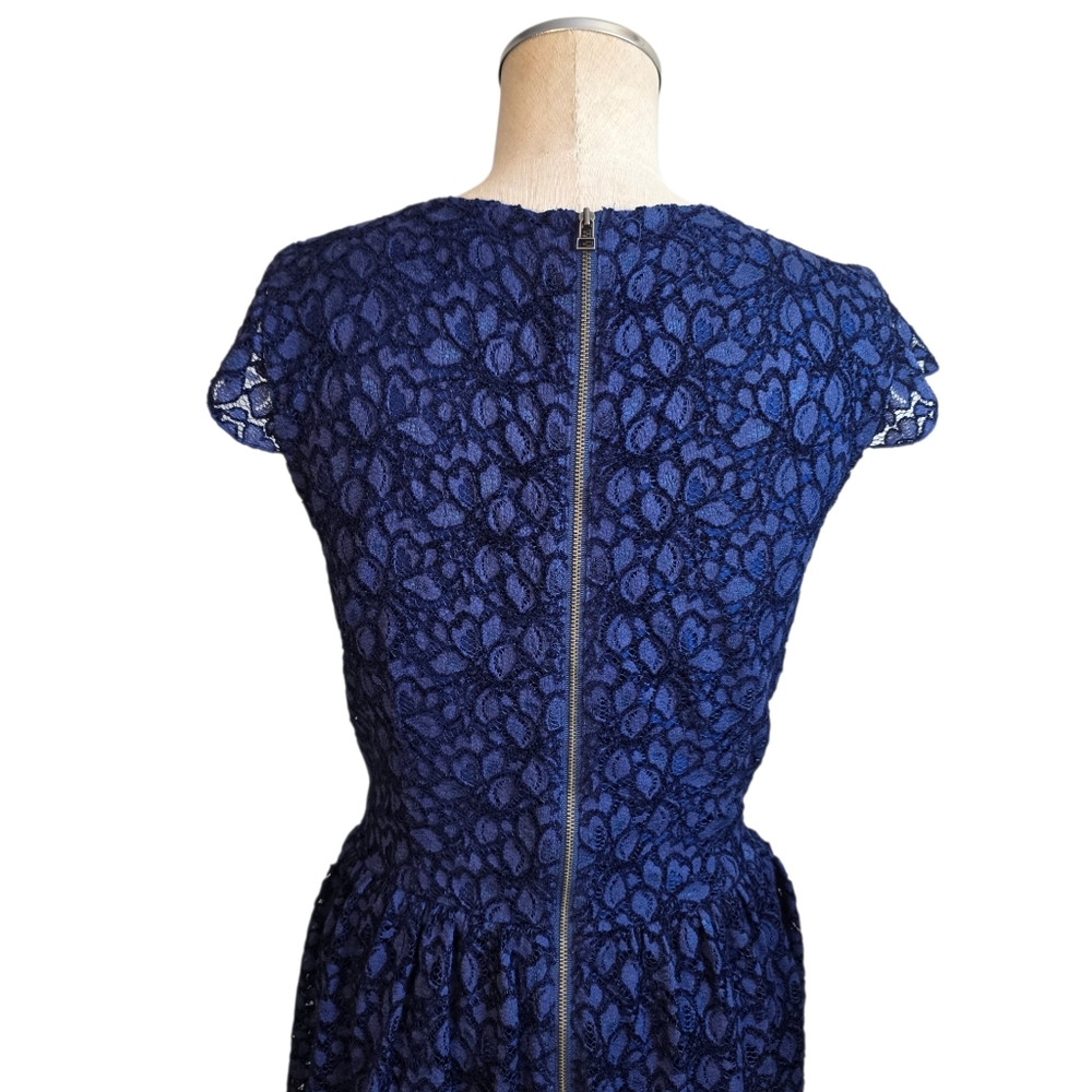 Talula Lace Fit & Flare Dress Navy Blue Cap Sleeve Sz 10 - Picture 6 of 10